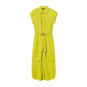 Twinset Lång Chemisier Klänning i Crepe de Chine Yellow, Dam