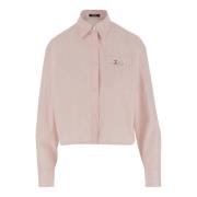 Versace Pinstripe Chain Crop Skjorta Rosa Pink, Dam