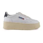 Autry Vit/svart lädersneakers med plattform White, Dam