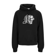 Msgm Herrhoodie med grafiskt tryck Black, Herr