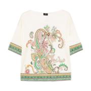 Etro Beige Crew Neck T-shirts och Polos Multicolor, Dam