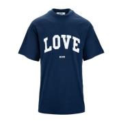 Msgm Herr Love Print Bomull T-shirt Blue, Herr