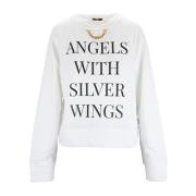 Elisabetta Franchi Stilig bomulls sweatshirt med guld kedja White, Dam