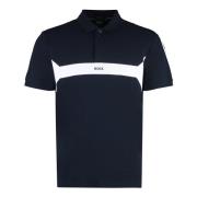 Hugo Boss Bomull Polo Shirt med Ribbade Kanter Blue, Herr