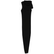 Rick Owens Svart Ärmlös Cowl Neck Klänning Black, Dam