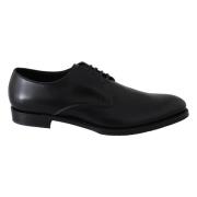 Dolce & Gabbana Elegant Svart Läder Derby Skor Black, Herr