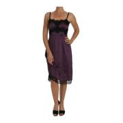 Dolce & Gabbana Elegant lila silke spets chemise klänning Purple, Dam