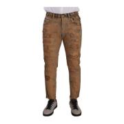 Dolce & Gabbana Klassiska Distressed Denim Jeans Brown, Herr