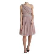 Dolce & Gabbana Elegant Asymmetrisk Rosa Tyllklänning Pink, Dam