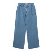 Sofie Schnoor Denim Blue Wide Leg High Waist Jeans Blue, Dam