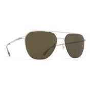 Mykita Amos Solglasögon i Blank Silver/Mörkgrön Gray, Unisex