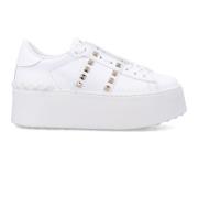 Valentino Garavani Studded Läder Flatform Sneaker White, Dam