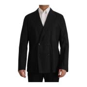 Dolce & Gabbana Polka Dot Slim Fit Double-Breasted Blazer Black, Herr