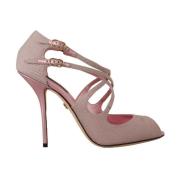 Dolce & Gabbana Rosa Glitter Peep Toe High Heels Pink, Dam