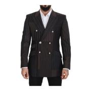 Dolce & Gabbana Multifärgad Ull Silke Slim Fit Blazer Brown, Herr