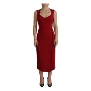 Dolce & Gabbana Röd Bodycon Midi Klänning Red, Dam