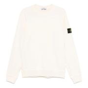 Stone Island Vit Crewneck Sweatshirt med Kontrastsömnad White, Herr