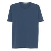 Corneliani Stretch Bomull Logo T-shirt Blue, Herr