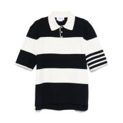 Thom Browne Blå Polo med Signaturdetaljer Multicolor, Herr