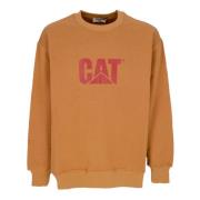 CAT Big Cat Logo Crewneck Sweatshirt Brown, Herr