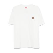 Kenzo Vit Broderad Logotyp Crew Neck T-shirt White, Herr