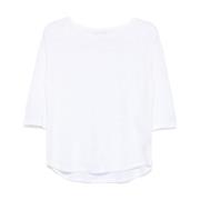 Majestic Filatures Vit Linne Boxy Crew Neck Sweater White, Dam