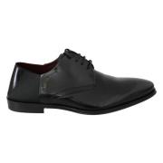 Dolce & Gabbana Eleganta Svarta Läder Derby Skor Black, Herr