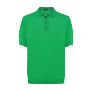 Kiton Lyxig Ull Silk Zip-Up Polo Skjorta Green, Herr