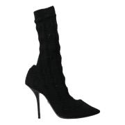 Dolce & Gabbana Svarta Stilettohälar Mid Calf Stövlar Black, Dam