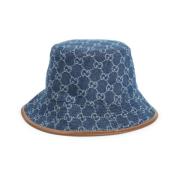 Gucci Denim Fedora Hatt Stiligt Mode Tillbehör Blue, Dam