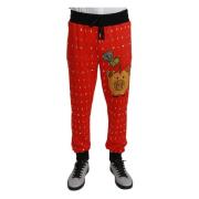 Dolce & Gabbana Snygga röda sweatpants med spargristryck Red, Herr