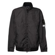 Stone Island Svart Bomberjacka med Nylon Detaljer Black, Herr