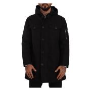 Dolce & Gabbana Elegant Svart Parka Huva Jacka Black, Herr