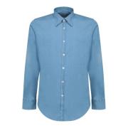 Canali Denim Skjorta med Framknapp Blue, Herr