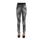 John Galliano Elegant Gr Slim Fit Designer Jeans Gray, Dam