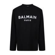 Balmain Svart Logo Print T-shirt Black, Herr