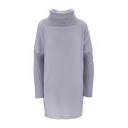 Herno Ullblandning Hög Hals Poncho Purple, Dam