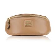 Miu Miu Läderkvinnors fanny pack med dragkedja Beige, Dam