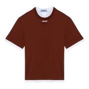 Prada Kortärmad rund hals T-shirt Brown, Dam