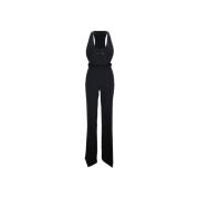 Elisabetta Franchi Guld Broderad Jumpsuit med Dragkedja Black, Dam