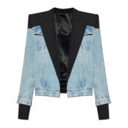 Balmain Denimjacka med ullinsatser Blue, Herr