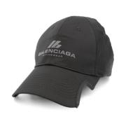 Balenciaga Svart Logotyp Tryck Justerbar Hat Black, Dam