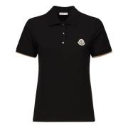 Moncler Svart Pikétröja med Tryckknappar Black, Dam