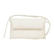 Jil Sander Liten läder crossbody-väska med präglad logotyp White, Dam