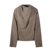 Róhe Khaki Draperad Ulltopp Beige, Dam