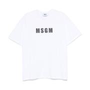 Msgm Vit Crew Neck T-shirt White, Herr