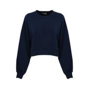 Elisabetta Franchi Blå Oversized Logo Sweatshirt Blue, Dam