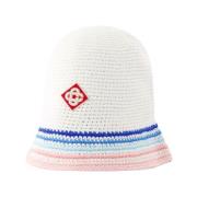 Casablanca Randig Bomullsbeanie i Vit White, Unisex