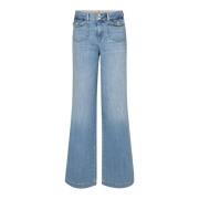 MOS Mosh Vintage-inspirerade Wide-leg Jeans Ljusblå Blue, Dam