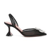 Amina Muaddi Svart Vit Slingback Pumps Black, Dam